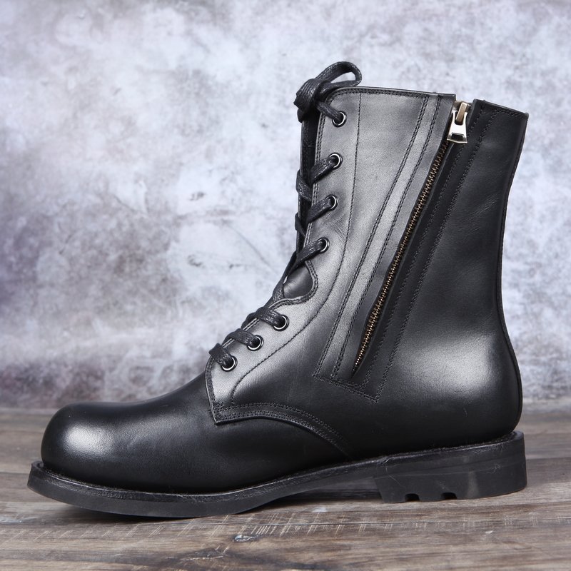 冬季加厚羊毛保暖高筒皮靴78式冬季飞行靴黑色真皮棉靴3516厂正品