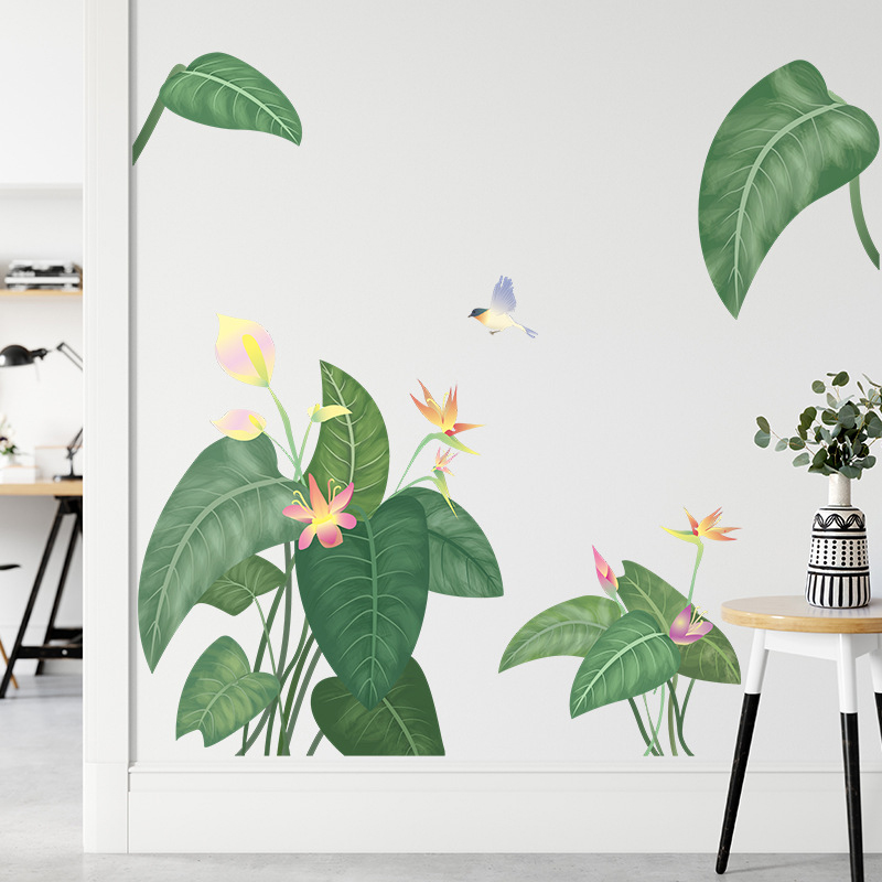 新款热带植物叶子墙贴装饰品绿色环保幼儿园贴画贴饰壁贴卡通贴品
