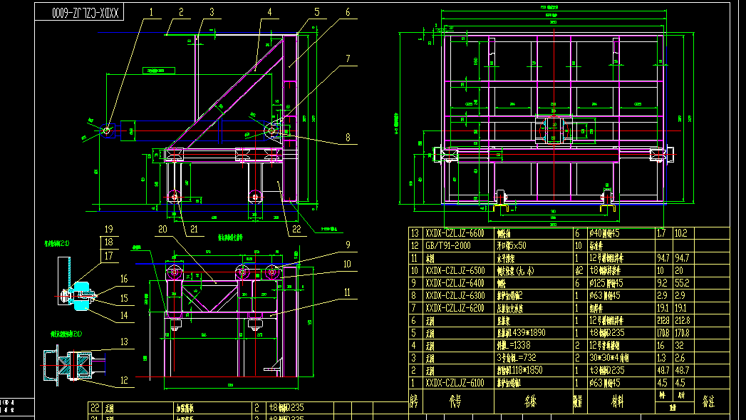 垂直式垃圾压缩装置总体设计2D图机械CAD素材