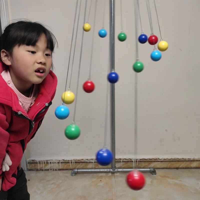 单摆波15个球彩色教玩具儿童玩具益智科学小实验亲子互动水晶挂球