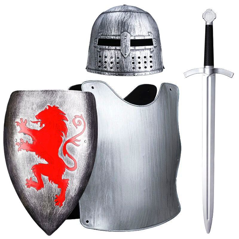 COS欧洲小骑士儿童盔甲塑料穿道具玩具刀剑弓箭铠盾万圣节服饰