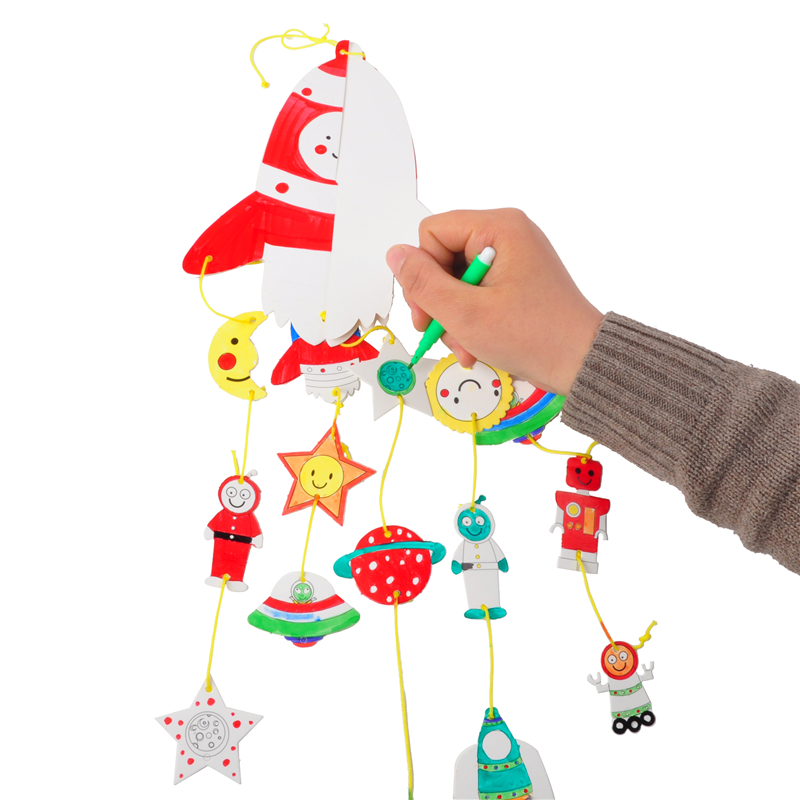 火箭吊饰儿童手工diy制作材料包幼儿园创意美术绘画玩具装饰机构