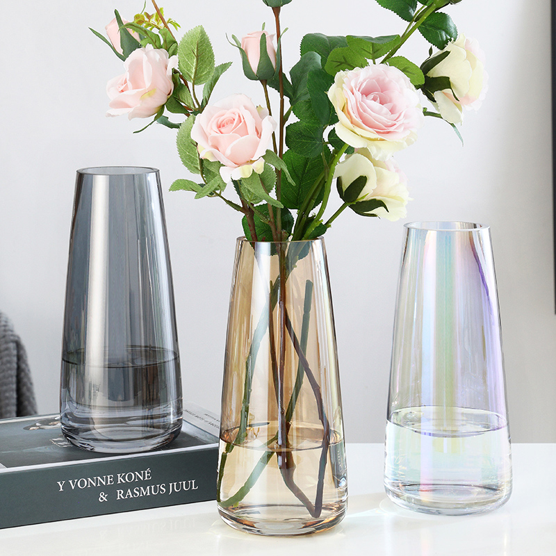 北欧简约玻璃花瓶透明富贵竹玫瑰百合乾燥花插花瓶客厅家居装饰花