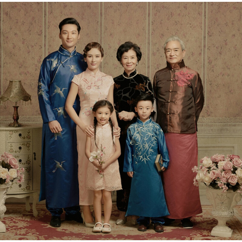 全家福摄影服装 一家六口 亲子装影楼拍照套装2020中国风民国服饰