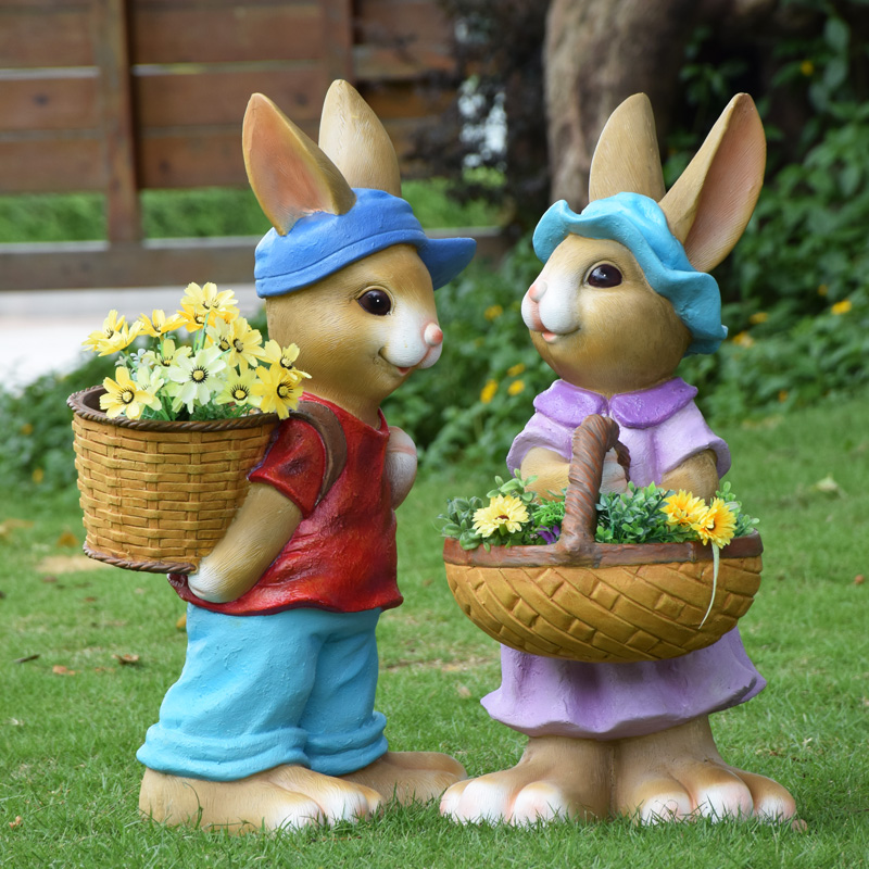 户外庭院花园装饰可爱兔子花盆摆件幼儿园室外卡通动物景观雕塑