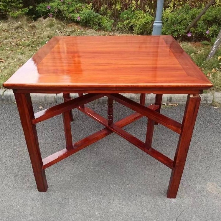 【工厂直销】实木胡桃色农村老式八仙桌可折叠正方形餐桌拜拜供桌