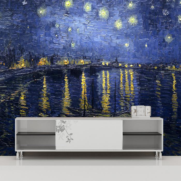 个性抽象梵高星空油画壁纸客厅沙发创意艺术壁画酒店电视背景墙纸
