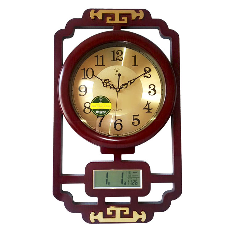 北极星原装新中式挂钟时尚装饰静音钟表中国风日历创意客厅石英钟