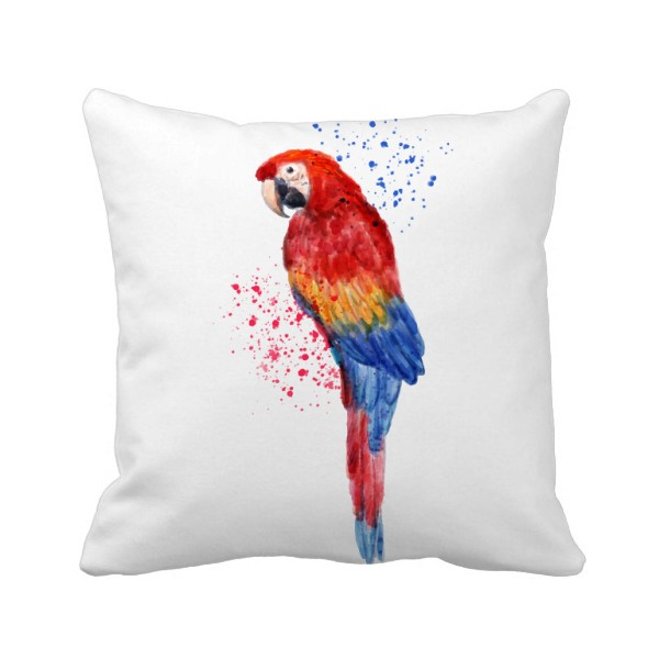 红色金刚鹦鹉方形抱枕靠枕沙发靠垫双面含芯礼物