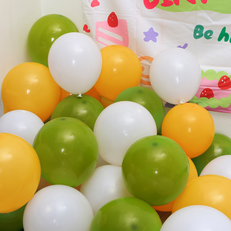 五一装饰复古橄榄绿柠檬黄白色气球幼儿园毕业季场景生日森系汽球