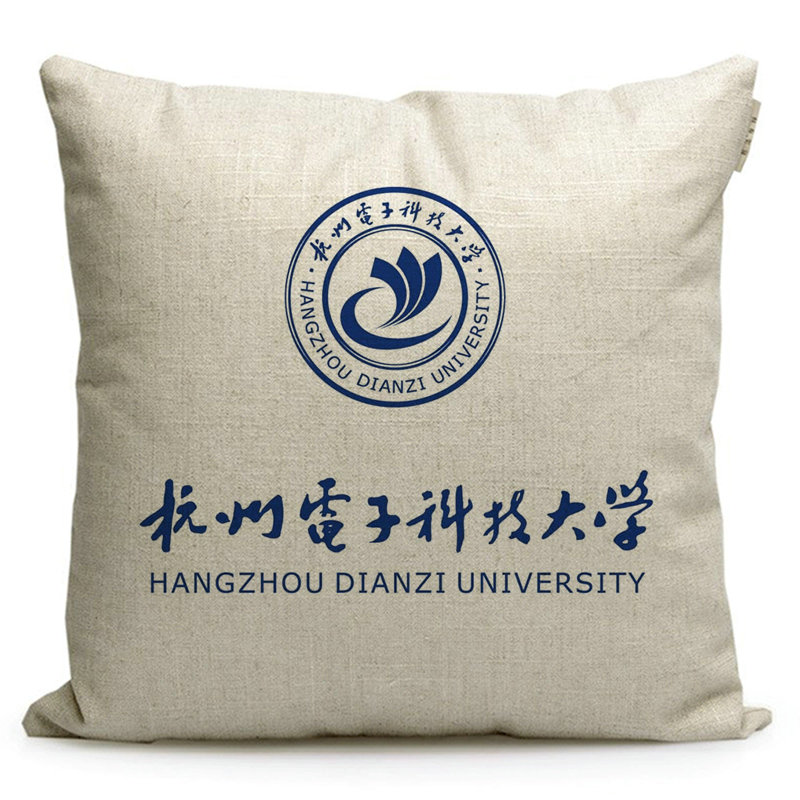 杭州电子科技大学纪念品抱枕定制校徽LOGO加字礼品枕头周边靠枕