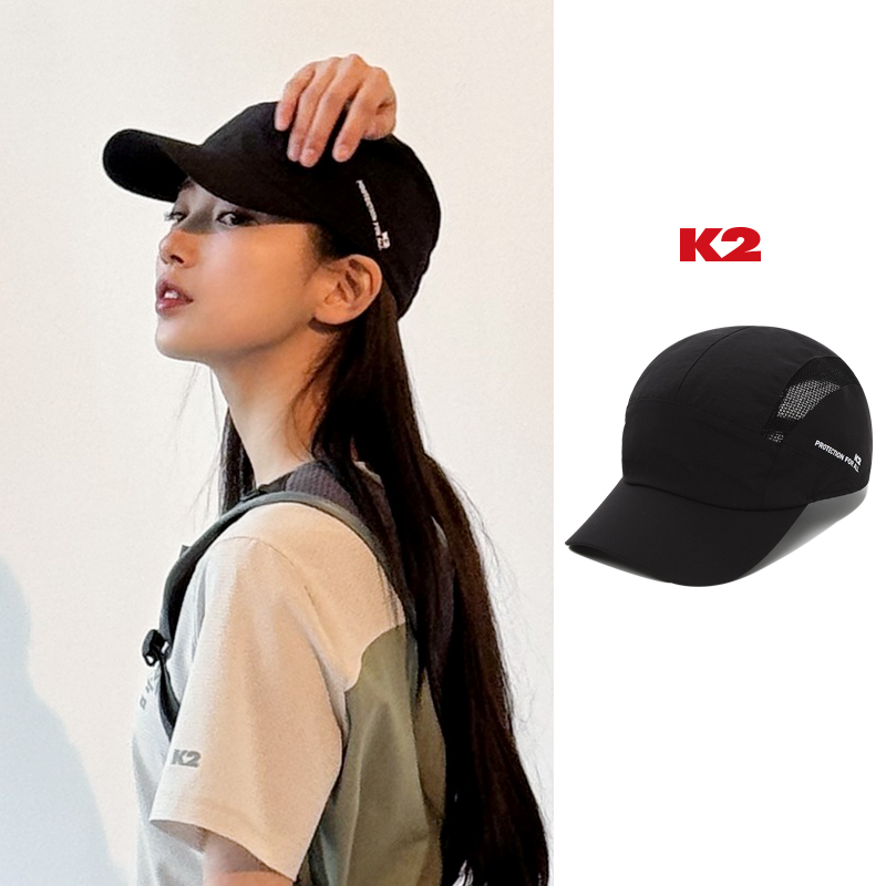 秀智同款韩国小众潮牌K2棒球帽男女休闲鸭舌帽网眼透气运动帽子