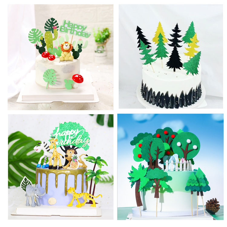 毛毡圣诞松树仙人掌绿树叶子植物森林系插件摩天轮小房屋蛋糕插旗
