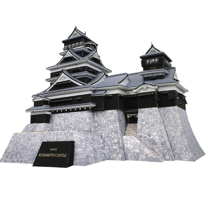 儿童益智DIY手工制作日本古代建筑熊本城3D纸质模型纸艺玩具