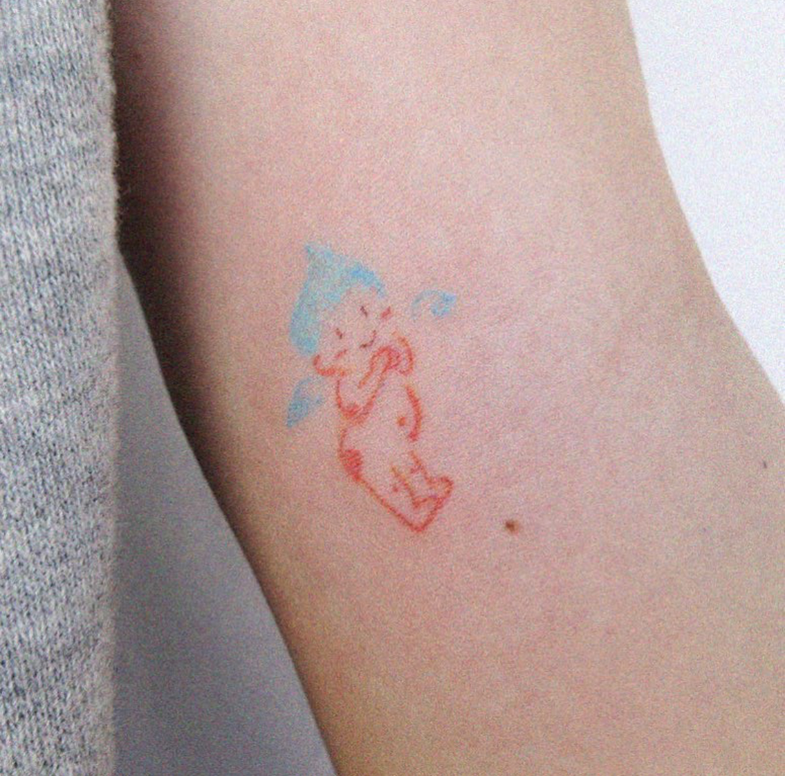HGE TATTOO独家手绘 蓝色头发的精灵 韩式清新防水纹身贴 A200