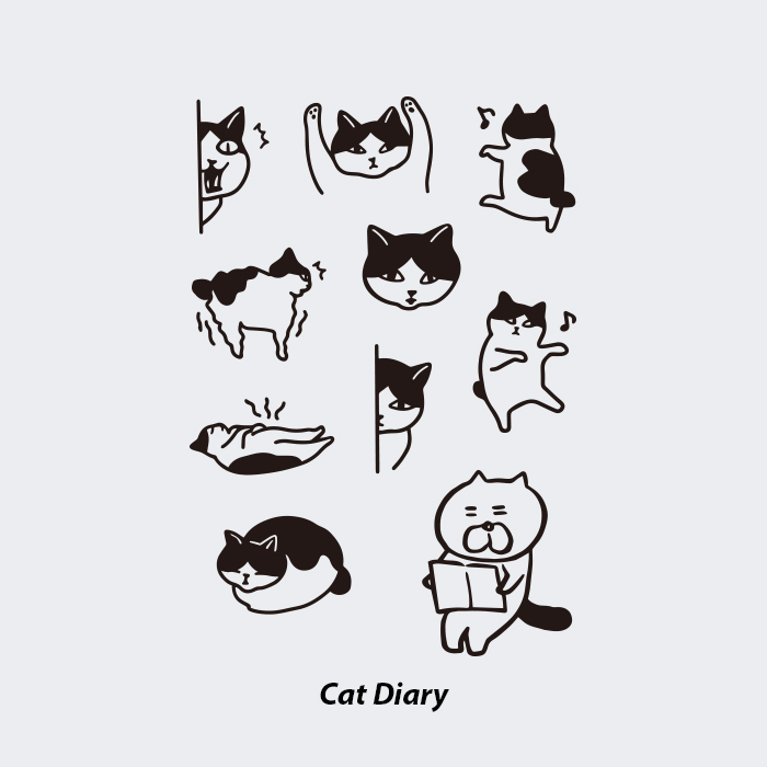 NEUF弗纹身贴《猫咪日记》可爱猫组图二次元小猫卡通动物日常趣味
