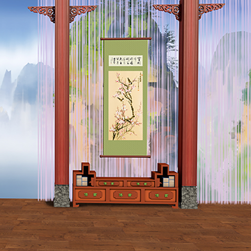 古代戏曲戏剧纱帘中国风客厅柱子院子书房高清LED大屏幕舞台图片