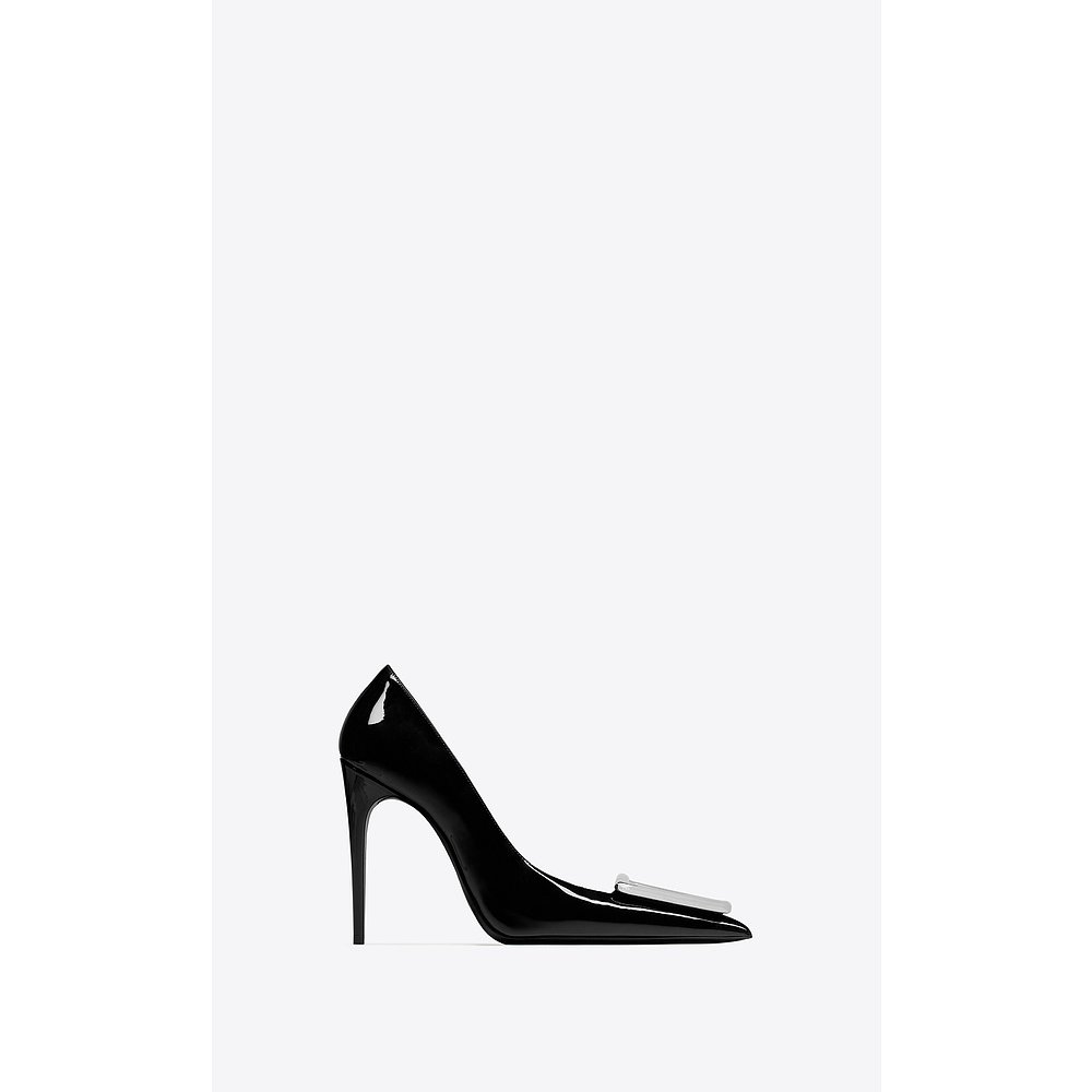 Saint Laurent（圣罗兰）女士 Avenue 黑色漆皮高跟鞋