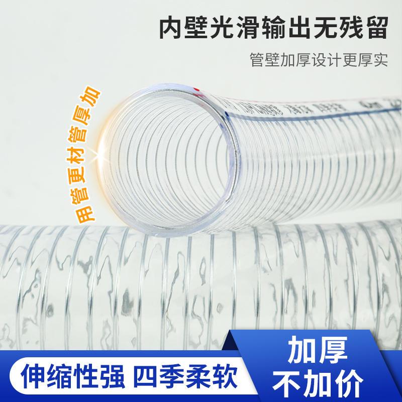 透明PVC钢丝软管高压防爆耐高温低温加厚四季抗冻多规格整盘软管