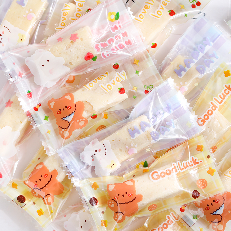 新款牛轧糖包装袋子芒果奶糕卡通动物机封袋透明太妃糖果包糖纸