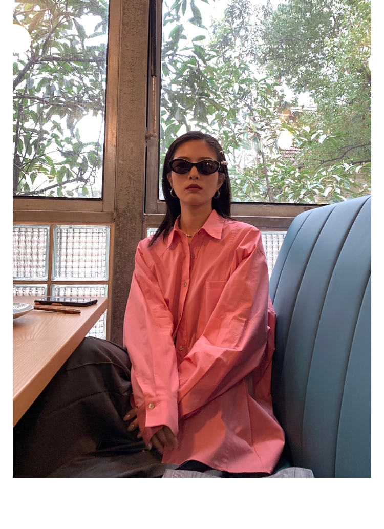 【现货】mylittlebanana 便利贴女孩设计感廓形粉衬衫上衣1:1复刻