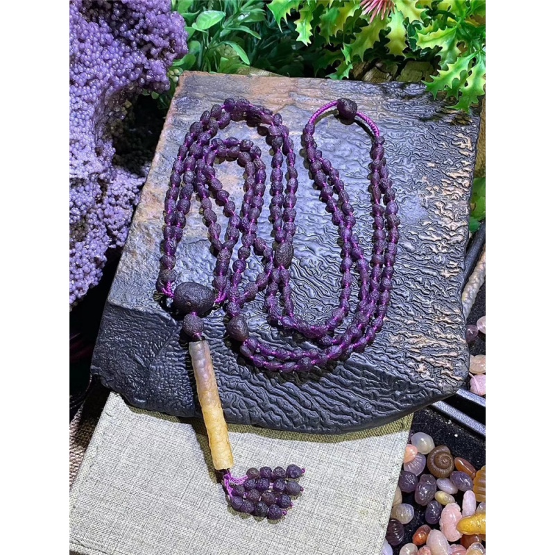 新疆天然葡萄干双排玛瑙项链原石紫色紫罗兰毛衣链颈饰品彩色