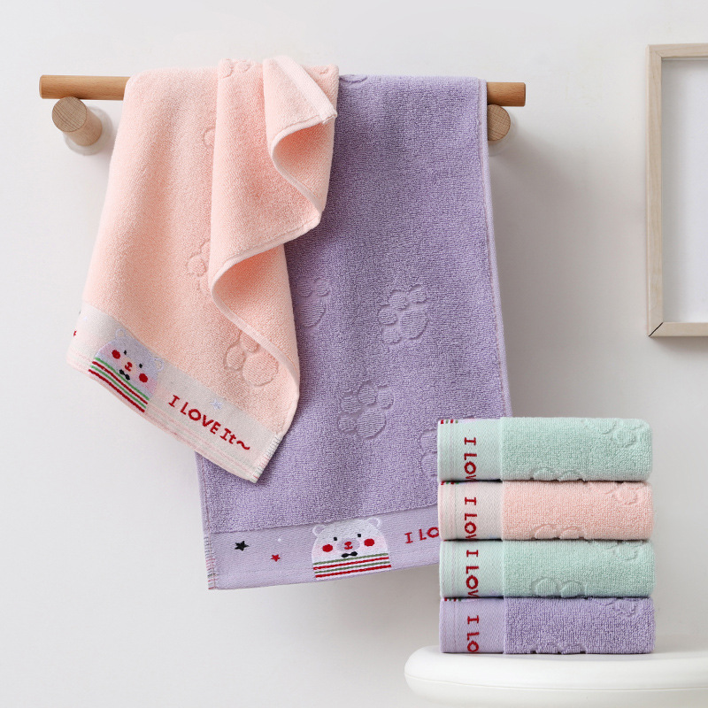 儿童纯棉毛巾小朋友洗脸可爱柔软亲肤吸水好粉色紫色绿色宝宝童巾