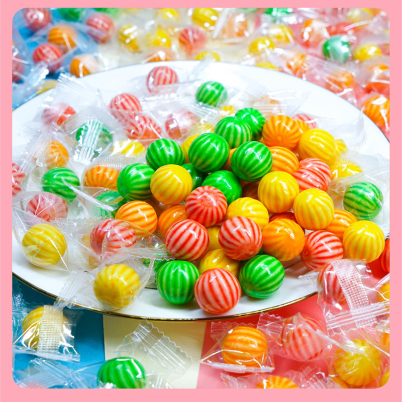 泡泡糖水果味西瓜形状儿童零食口香糖儿时回忆散装彩球怀旧小糖果