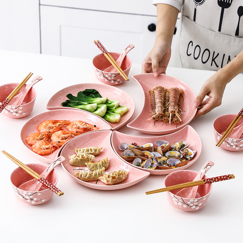 网红月亮盘子组合月牙拼盘餐具套装创意个性陶瓷菜盘家用奇形碟子