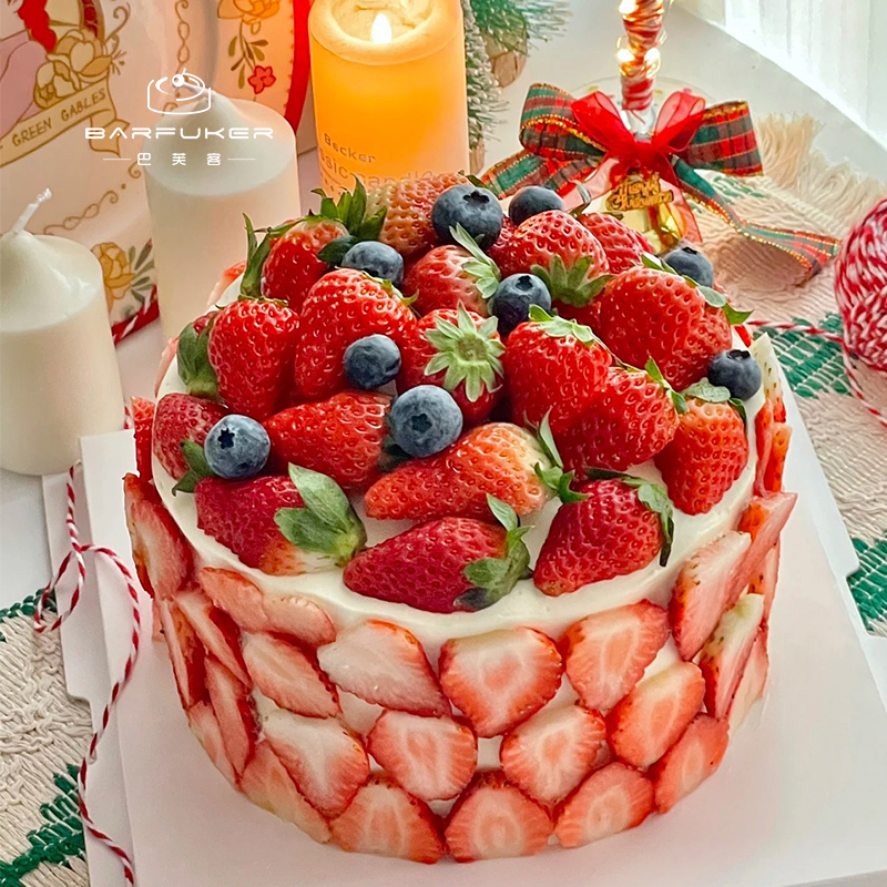 巴芙客女神节草莓水果动物奶油儿童生日蛋糕网红北京同城配送