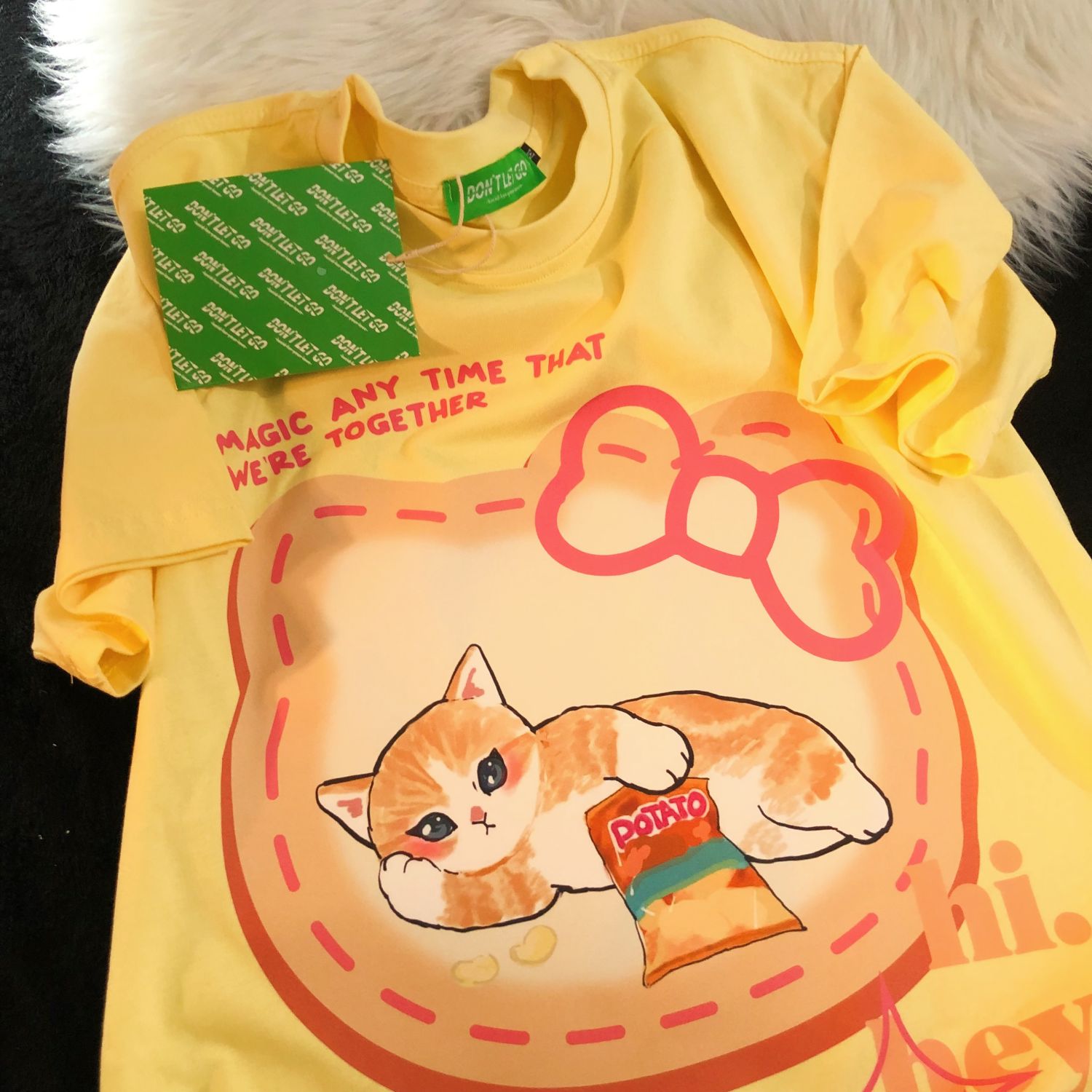 Daiwing 卡路里充值成功 夏季凯蒂猫胖橘宽松半袖卡通情侣短袖t恤