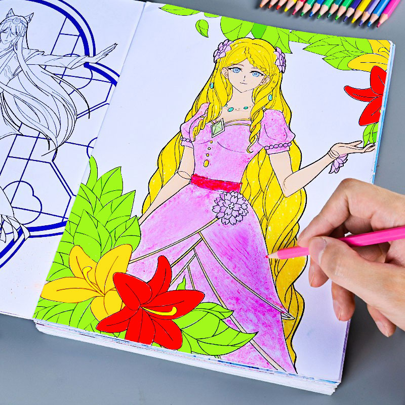 叶罗丽画画绘本公主换装涂色秀5-6-8-10岁儿童益智填色女孩绘画册