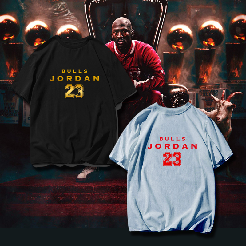 芝加哥公牛队23号飞人乔丹AIR篮球运动纯棉t恤大码透气短袖T恤衫