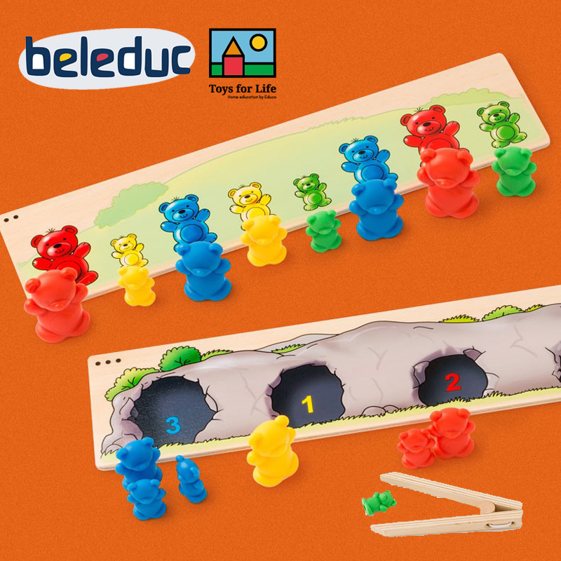 toysforlife小熊排队游戏宝宝精细动作夹东西桌面游戏大中小排序