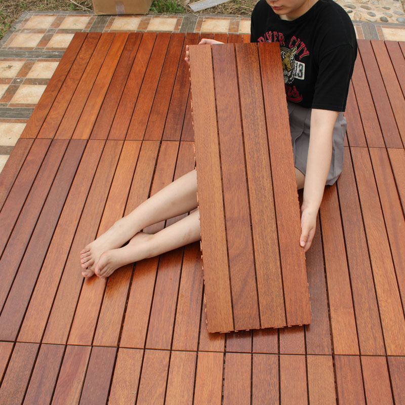 户外防腐木阳台地板实木拼接露台改造自己铺菠萝格室内阳光房地板
