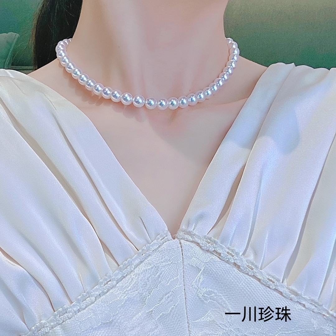日本AKOYA天然海水珍珠项链花珠天女颈饰专柜品质送妈妈