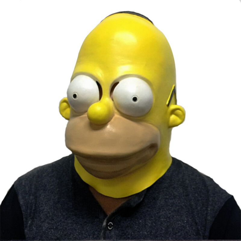 电影角色人物辛普森一家面具Simpsons万圣节假面舞会乳胶头盔道具