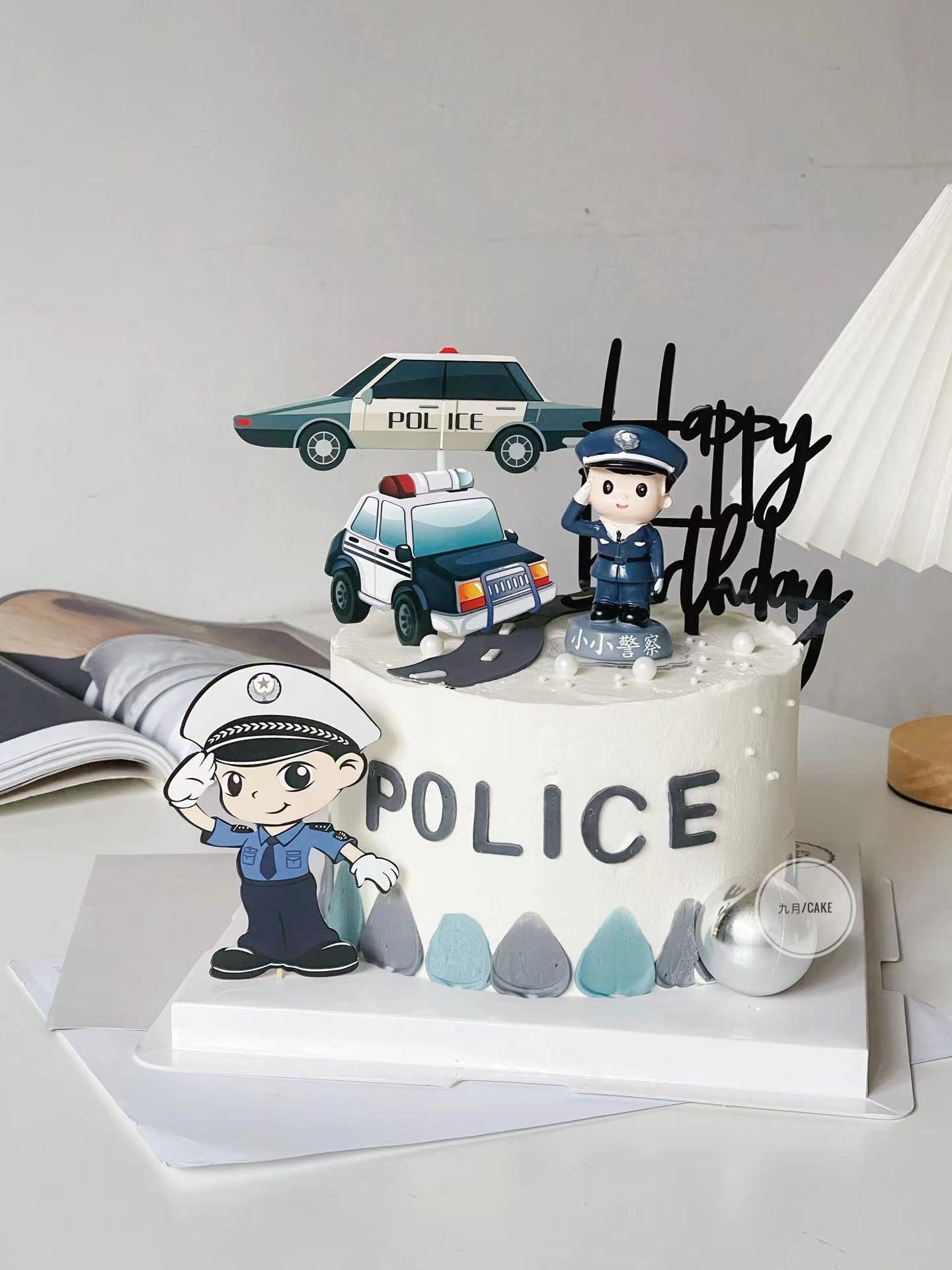 警察蛋糕装饰 小小警察警车制服飞机男孩生日蛋糕摆件插牌插件