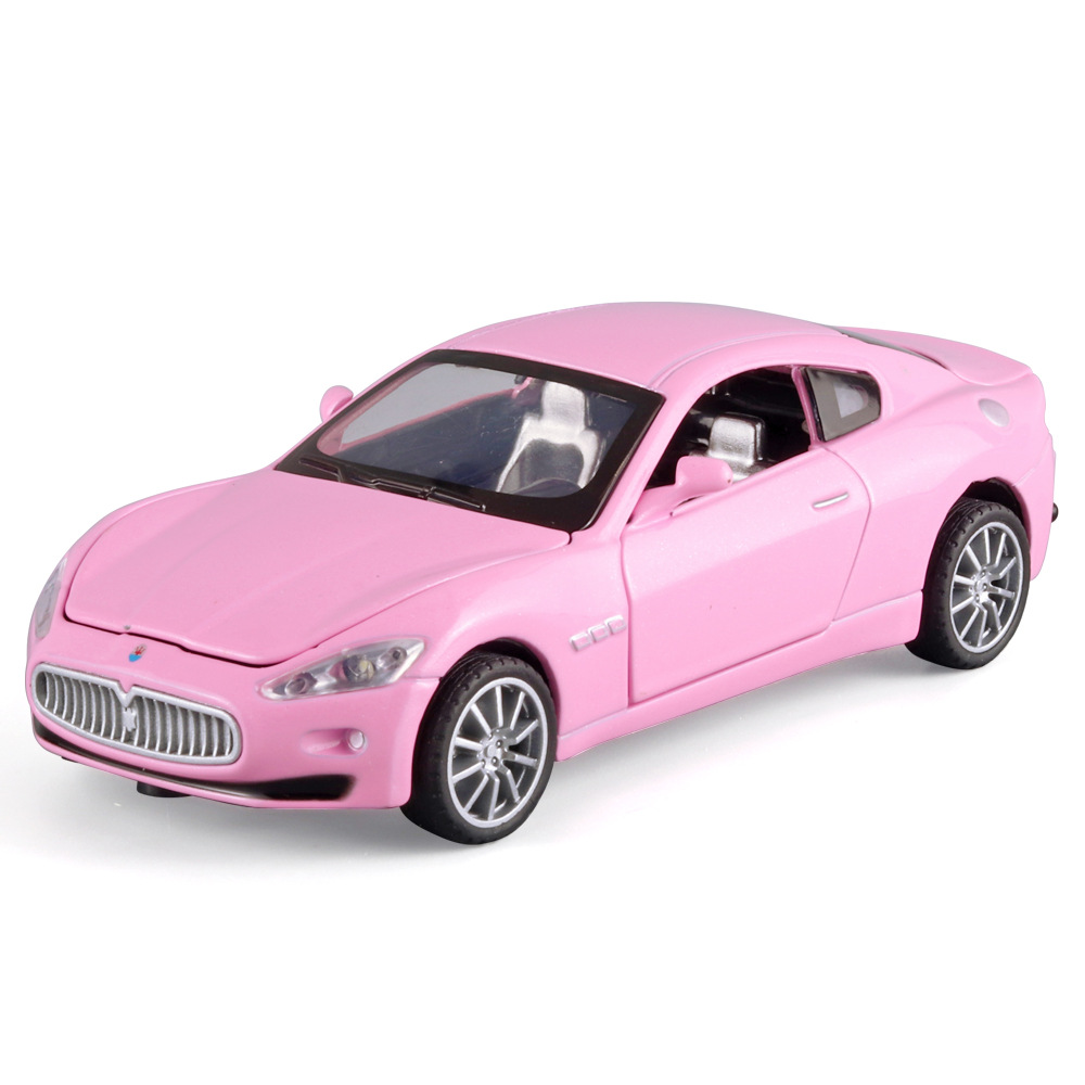 (盒装）1:32粉红合金玛莎拉帝跑车模型 吃鸡同款儿童玩具车模
