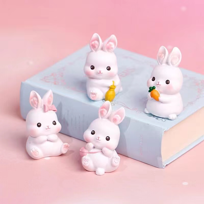可爱呆萌兔子蛋糕装饰小女孩公主儿童生日派对插件兔兔甜品台摆件