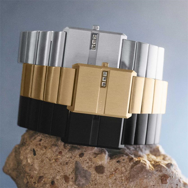 官网BREDA新款Pulse复古方形金色小表盘简约数字女表欧美小众手表