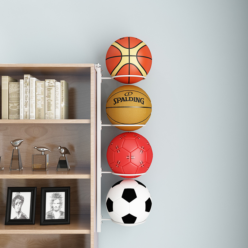 免固定挂柜边排足球篮球收纳架筐摆放架家用冰箱放球架壁挂置物架