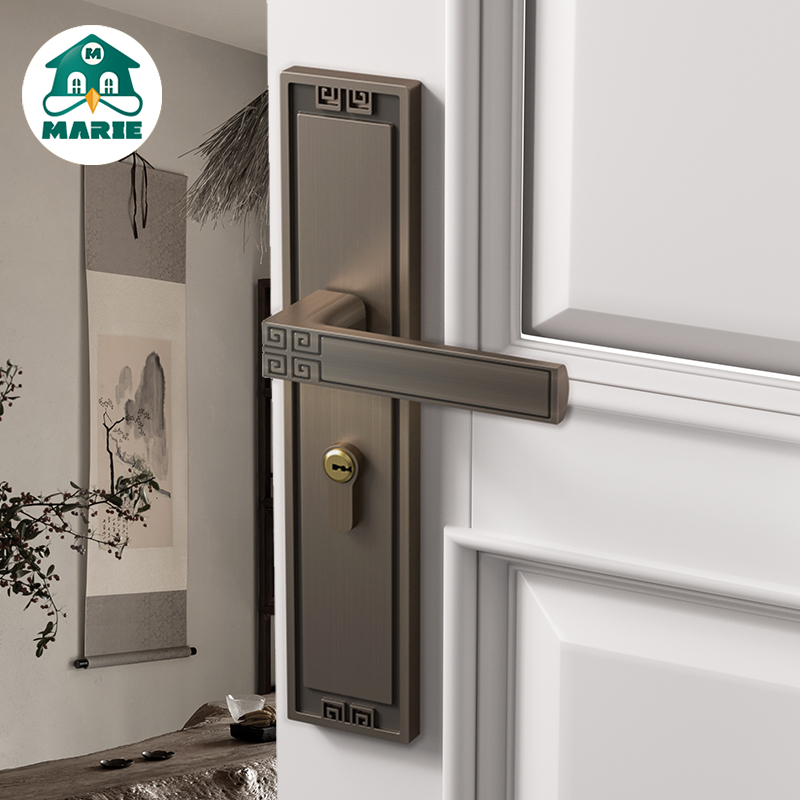 极简中式卧室门锁芯家用通用型室内木门门把手手柄房间锁配件大全