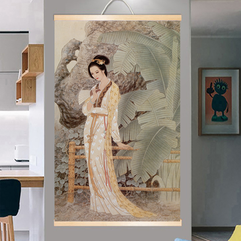 古典人物工笔仕女图客厅竖版美女装饰画书房卧室茶楼国画卷轴挂画