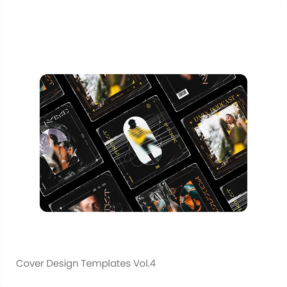 5款潮流复古嘻哈街头音乐专辑封面设计作品贴图ps样机素材模板