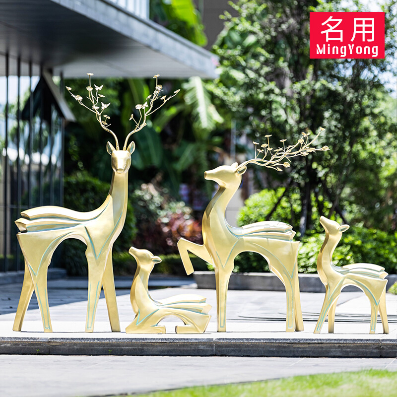 玻璃钢抽象鹿雕塑公园林景观售楼处小品几何鹿装饰大摆件
