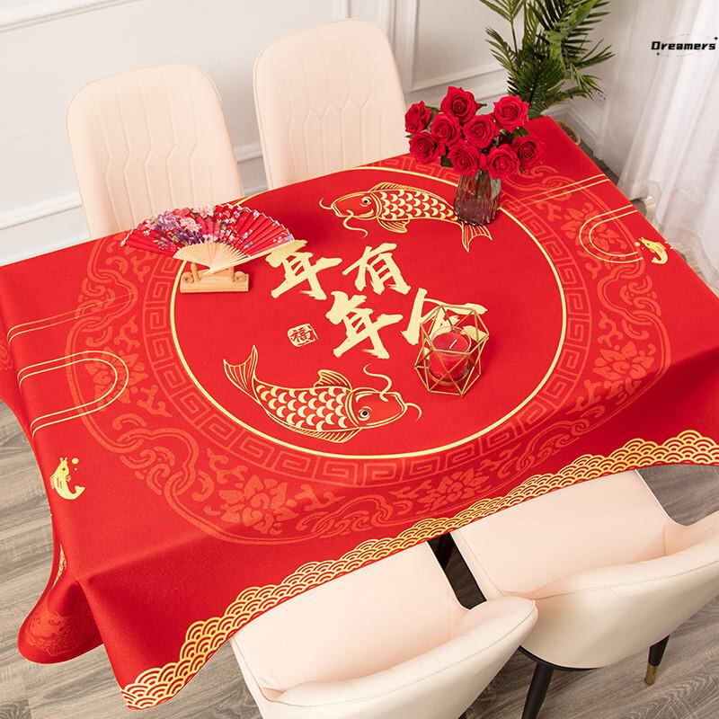 龙。年新年主题壁纸过年红壁纸春节大红色中式餐桌布喜庆中国风欧