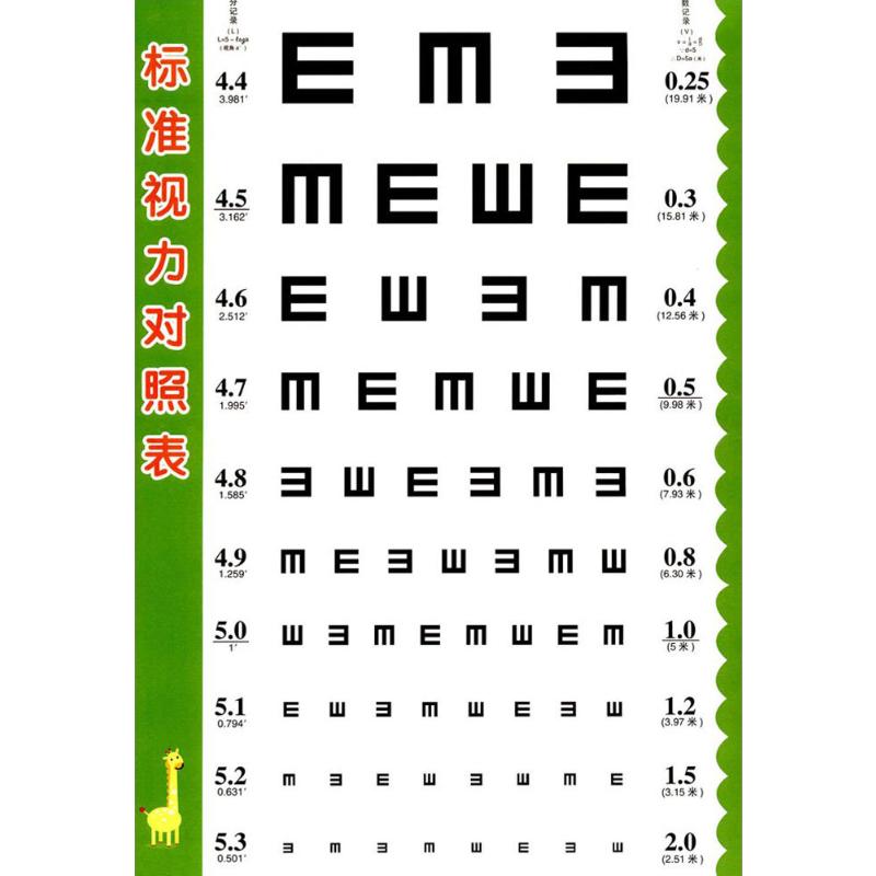 儿童学习用表·标准视力对照表 王伟文 编 著 卡片挂图 少儿 二十一世纪出版社集团