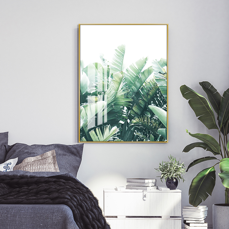 田园绿色植物装饰画香蕉树挂画家居客厅热带海大叶子龟背轻奢壁画