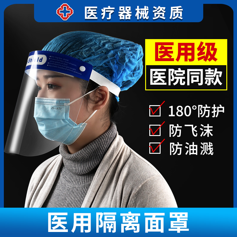 晨业医用防护面罩隔离面罩脸部防护透明医护护目镜防尘头罩面屏